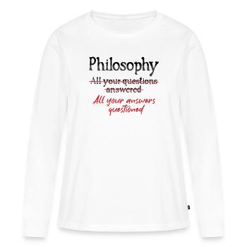 Questions philosophiques Design pour philosophes - T-shirt manches longues Premium bio Femme - blanc - Devant - Julia (174cm)