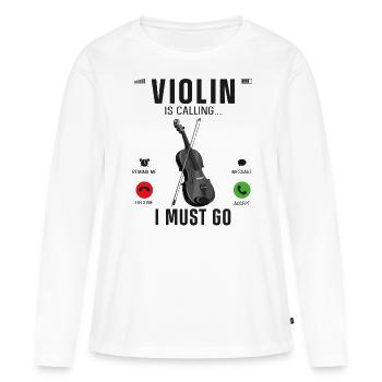 Violin Violinist Phone Display - Frauen Premium Bio Langarmshirt - Weiß - Vorne - Julia (174cm)