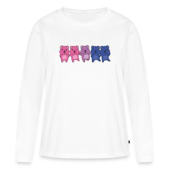 Bi Flag Pride LGBTQ Quokka - T-shirt manches longues Premium bio Femme - blanc - Devant - Julia (174cm)