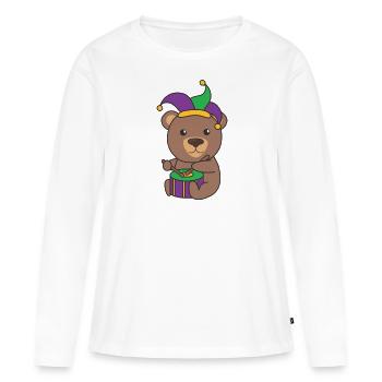 Fasching Bär mit Trommel Faschings Kostüm - Frauen Premium Bio Langarmshirt - Weiß - Vorne - Julia (174cm)