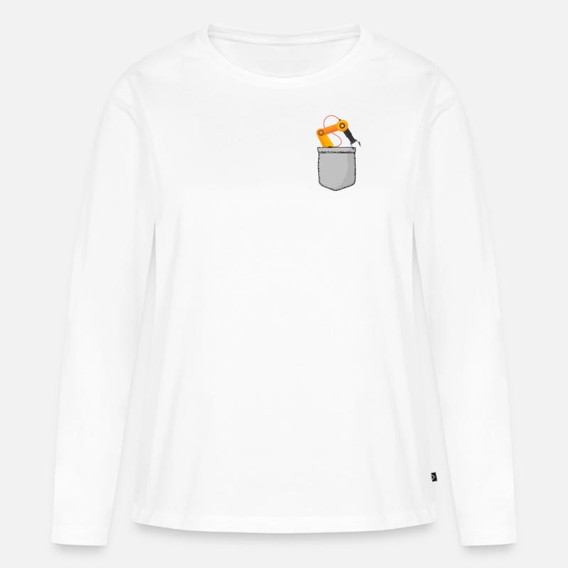 Robot Robotics Engineer Pocket - Frauen Premium Bio Langarmshirt - Weiß