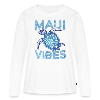 Polynesische blaue Stammesschildkröte Maui Vibes - Frauen Premium Bio Langarmshirt - Weiß - Vorne - Julia (174cm)
