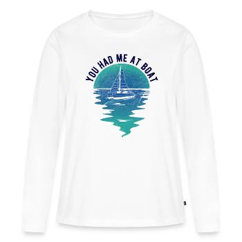 Segelboot Kapitän Spruch Zum Segeln - Frauen Premium Bio Langarmshirt - Weiß - Vorne - Julia (174cm)