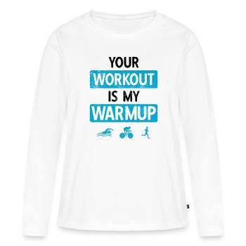 Laufen Schwimmen Radfahren Triathlon - Frauen Premium Bio Langarmshirt - Weiß - Vorne - Julia (174cm)