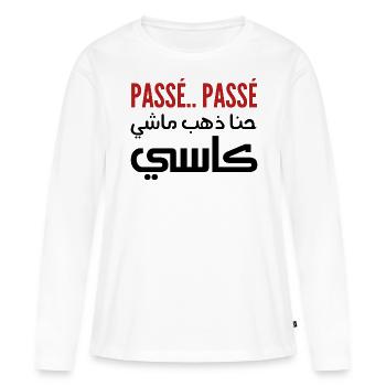 Passé passé hna dheb mechi cassé - T-shirt manches longues Premium bio Femme - blanc - Devant - Julia (174cm)