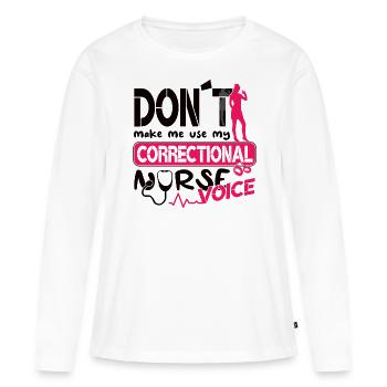 Prisons RN Correctional Nurse - Women's Premium Organic Long Sleeve Shirt - white - Front - Julia (174cm)