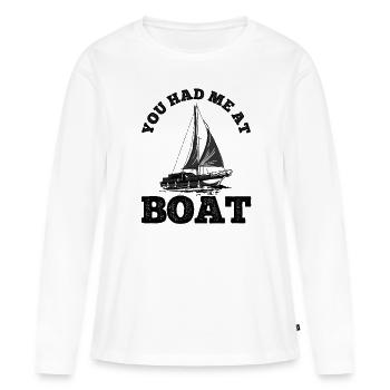Segelboot Kapitän Spruch Zum Segeln - Frauen Premium Bio Langarmshirt - Weiß - Vorne - Julia (174cm)