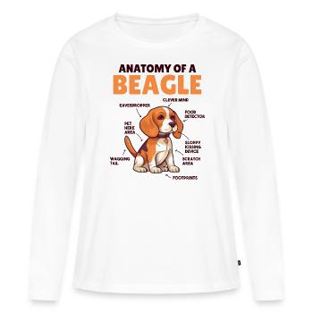 Explication du chien Anatomie d’un beagle - T-shirt manches longues Premium bio Femme - blanc - Devant - Julia (174cm)