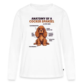 Explication du chien Anatomie d’un cocker Spaniel - T-shirt manches longues Premium bio Femme - blanc - Devant - Julia (174cm)