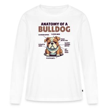 Explication du chien Anatomie d’un bouledogue - T-shirt manches longues Premium bio Femme - blanc - Devant - Julia (174cm)