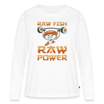 Cuisine japonaise Sushi Lovers Bodybuilders - T-shirt manches longues Premium bio Femme - blanc - Devant - Julia (174cm)