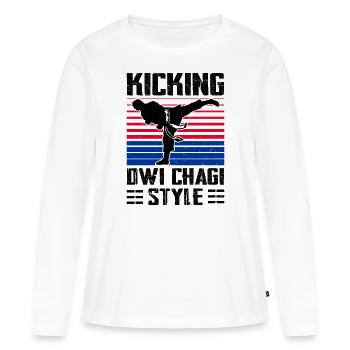 Tang Soo Do Cadeau - T-shirt manches longues Premium bio Femme - blanc - Devant - Julia (174cm)