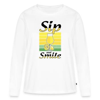 Limoncello italien Lover Liqueur de citron - T-shirt manches longues Premium bio Femme - blanc - Devant - Julia (174cm)