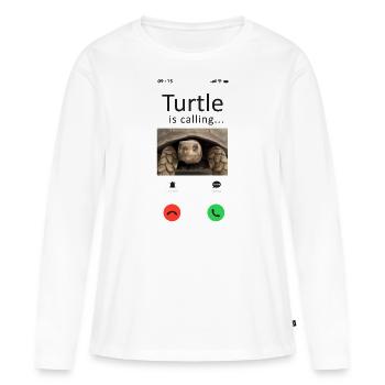 Sea Turtle Tortoise Phone Display - Women's Premium Organic Long Sleeve Shirt - white - Front - Julia (174cm)