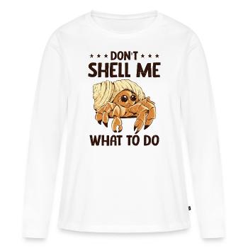 Fruits de mer, Fruits de mer, Moules, Bernard-l’ermite - T-shirt manches longues Premium bio Femme - blanc - Devant - Julia (174cm)