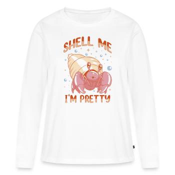 Fruits de mer, Fruits de mer, Moules, Bernard-l’ermite - T-shirt manches longues Premium bio Femme - blanc - Devant - Julia (174cm)
