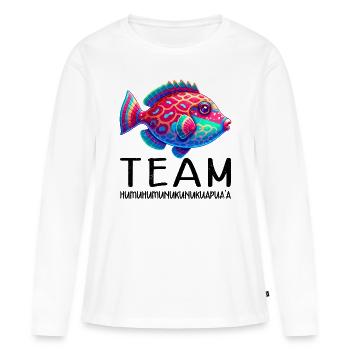 Baliste de récif Humuhumunukunukuapua’a - T-shirt manches longues Premium bio Femme - blanc - Devant - Julia (174cm)