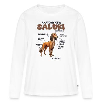 Explication du chien Anatomie d’un Saluki - T-shirt manches longues Premium bio Femme - blanc - Devant - Julia (174cm)