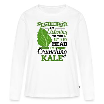 Véganisme végétarien au chou frisé - T-shirt manches longues Premium bio Femme - blanc - Devant - Julia (174cm)