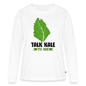 Véganisme végétarien au chou frisé - T-shirt manches longues Premium bio Femme - blanc - Devant - Julia (174cm)