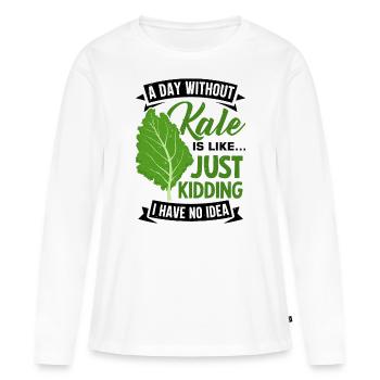 Véganisme végétarien au chou frisé - T-shirt manches longues Premium bio Femme - blanc - Devant - Julia (174cm)