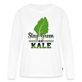 Véganisme végétarien au chou frisé - T-shirt manches longues Premium bio Femme - blanc - Devant - Julia (174cm)