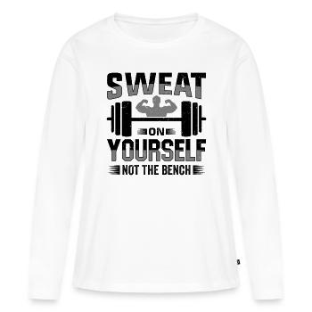 Guide d’étiquette et d’hygiène au gymnase - T-shirt manches longues Premium bio Femme - blanc - Devant - Julia (174cm)