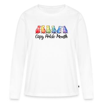 Capy Pride Month Capybara Gay Lesbienne LGBTQ - T-shirt manches longues Premium bio Femme - blanc - Devant - Julia (174cm)