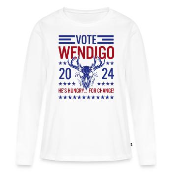 Votez Wendigo 2024 Drôle de cryptides Folklore Élection - T-shirt manches longues Premium bio Femme - blanc - Devant - Julia (174cm)