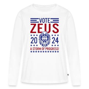 Votez pour Zeus 2024 Mythologie grecque amusante - T-shirt manches longues Premium bio Femme - blanc - Devant - Julia (174cm)
