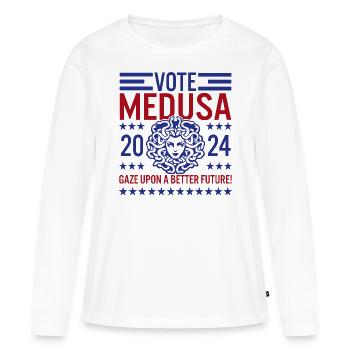 Votez pour Zeus 2024 Mythologie grecque amusante - T-shirt manches longues Premium bio Femme - blanc - Devant - Julia (174cm)
