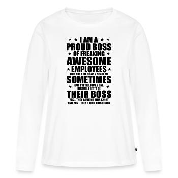 Humour, Citations cool, Fête des pères - T-shirt manches longues Premium bio Femme - blanc - Devant - Julia (174cm)
