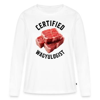 Wagyu Steak - T-shirt manches longues Premium bio Femme - blanc - Devant - Julia (174cm)