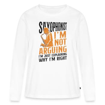 Saxophoniste Saxophoniste Je ne suis pas - T-shirt manches longues Premium bio Femme - blanc - Devant - Julia (174cm)