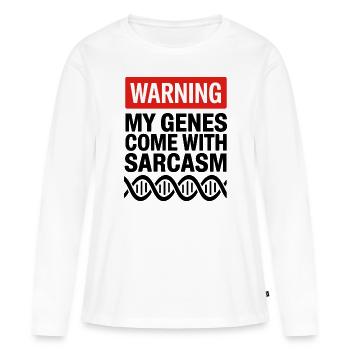 Sarcasme Gènes ADN Génétique - T-shirt manches longues Premium bio Femme - blanc - Devant - Julia (174cm)