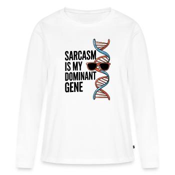 Sarcasme Gènes ADN Génétique - T-shirt manches longues Premium bio Femme - blanc - Devant - Julia (174cm)