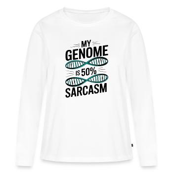 Sarcasme Gènes ADN Génétique - T-shirt manches longues Premium bio Femme - blanc - Devant - Julia (174cm)