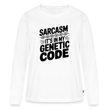 Sarcasme Gènes ADN Génétique - T-shirt manches longues Premium bio Femme - blanc - Devant - Julia (174cm)