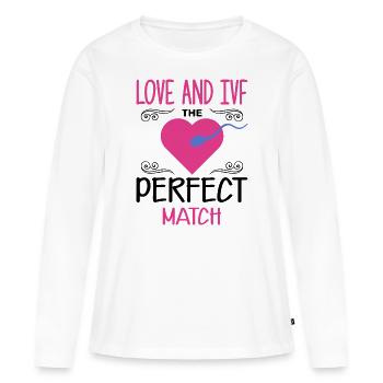 Journée de transfert de FIV de mère porteuse - T-shirt manches longues Premium bio Femme - blanc - Devant - Julia (174cm)