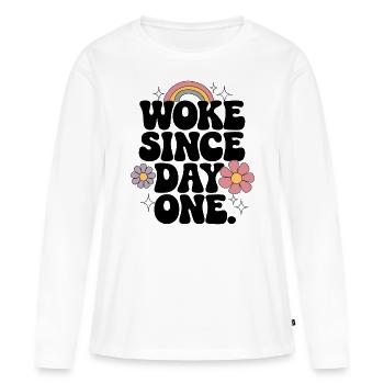 Réveillé - T-shirt manches longues Premium bio Femme - blanc - Devant - Julia (174cm)