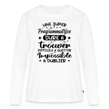 Une Super Programmatrice - Cadeau programmatrice - T-shirt manches longues Premium bio Femme - blanc - Devant - Julia (174cm)