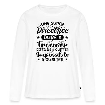 Une Super Directrice - Cadeau directrice - T-shirt manches longues Premium bio Femme - blanc - Devant - Julia (174cm)