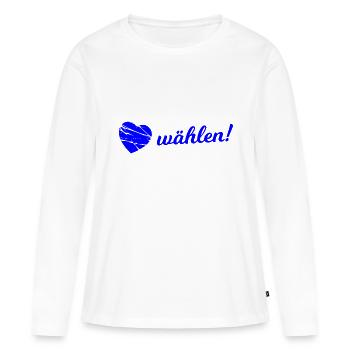 Jetzt die Blauen wählen - Frauen Premium Bio Langarmshirt - Weiß - Vorne - Julia (174cm)