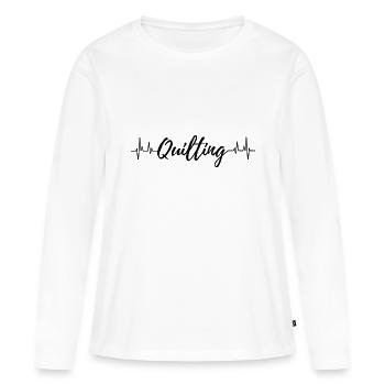 Quilting Heartbeat. - Women's Premium Organic Long Sleeve Shirt - white - Front - Julia (174cm)