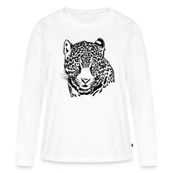 Jaguar Face Graphique Cool Big Cat Wild Animal Lover - T-shirt manches longues Premium bio Femme - blanc - Devant - Julia (174cm)