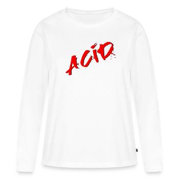 Acide - Techno - Acid House - Acid Rap - T-shirt manches longues Premium bio Femme - blanc - Devant - Julia (174cm)
