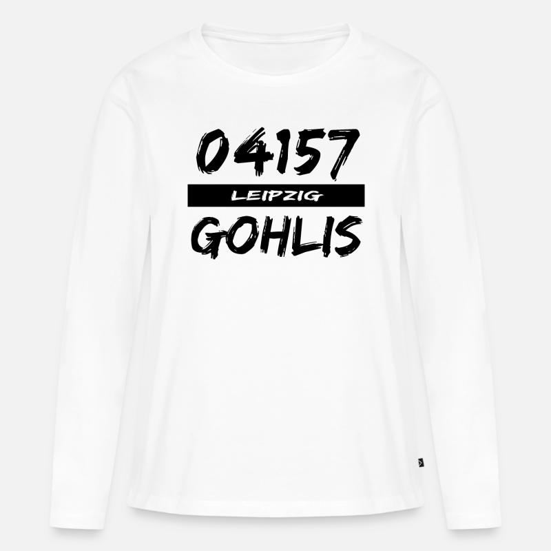 04157 Leipzig Gohlis Tshirt - Frauen Premium Bio Langarmshirt - Weiß