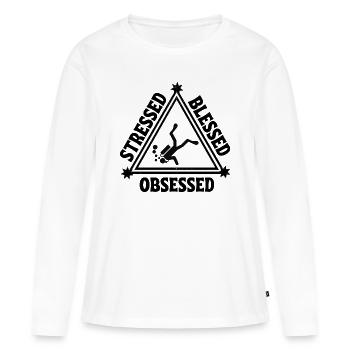 Tauchen: Gestresst. Selig. Besessen. - Frauen Premium Bio Langarmshirt - Weiß - Vorne - Julia (174cm)