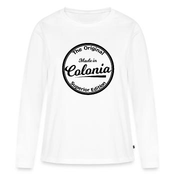 Né à Cologne - T-shirt manches longues Premium bio Femme - blanc - Devant - Julia (174cm)
