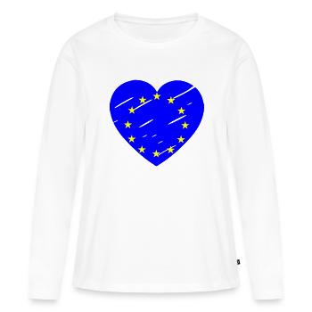 Ein Herz für Europa - Frauen Premium Bio Langarmshirt - Weiß - Vorne - Julia (174cm)